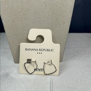 Banana Republic XOXO Silver Tone geometric hoop earrings NWT